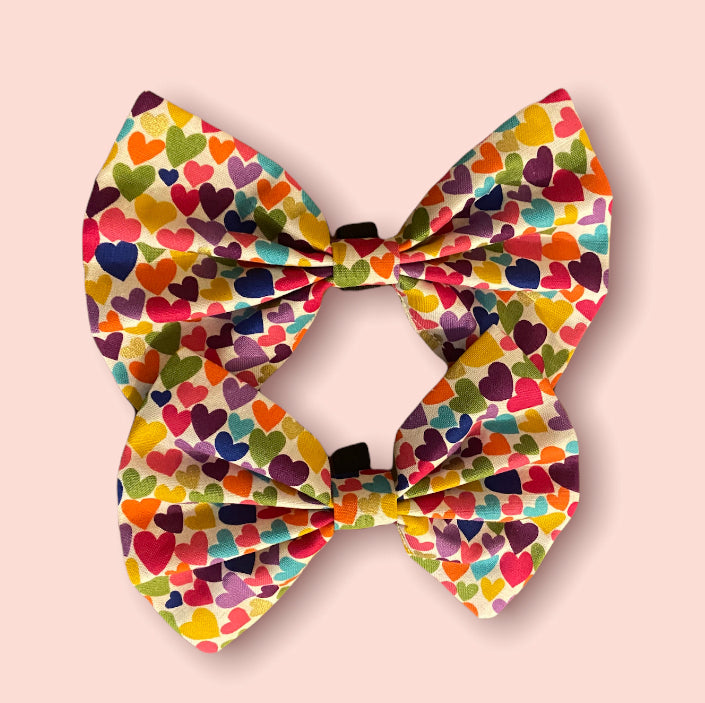 Rainbow Heart Bow Tie